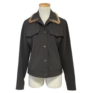 NAPOLEONE Jacket Lightweight Coat Italy Fur Trim Size IT42 US 6